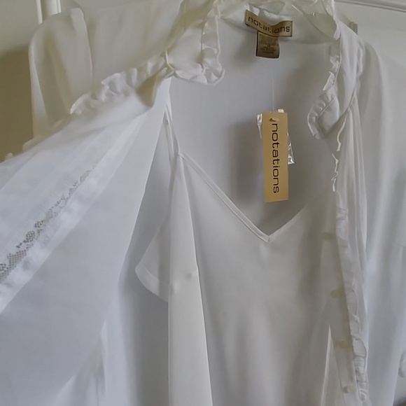 Notations White button down blouse lace ruffles M - Picture 5 of 6